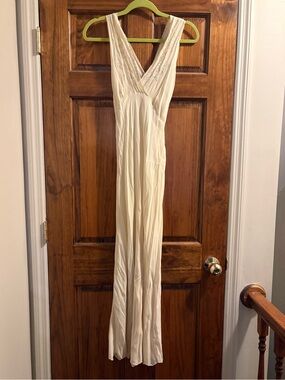 Vintage peony cream V-Neck Maxi slip Dress